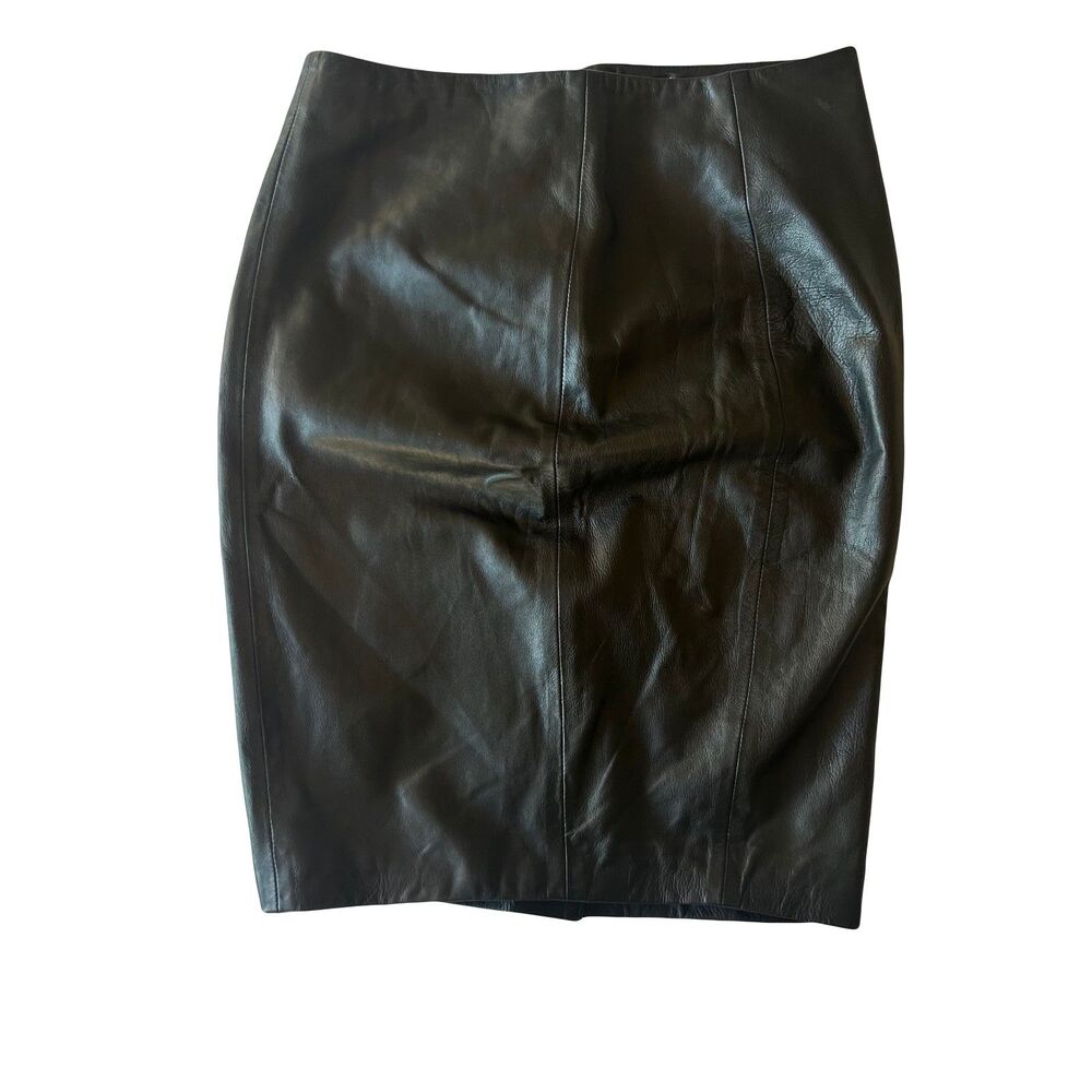 Victoria's Secret Genuine Leather Black Pencil Skirt | Size 2